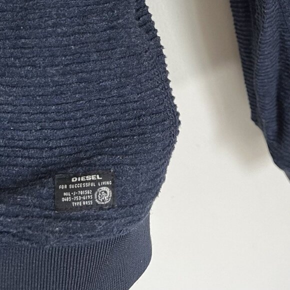 Diesel Bomber Jacket Black Blue Reversible Full Zip Size Small S Hooded - Picture 8 of 9